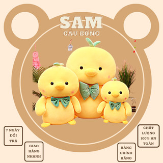 Gấu bông gà tròn đeo nơ siêu dễ thương nhà sam,thú nhồi bông cute