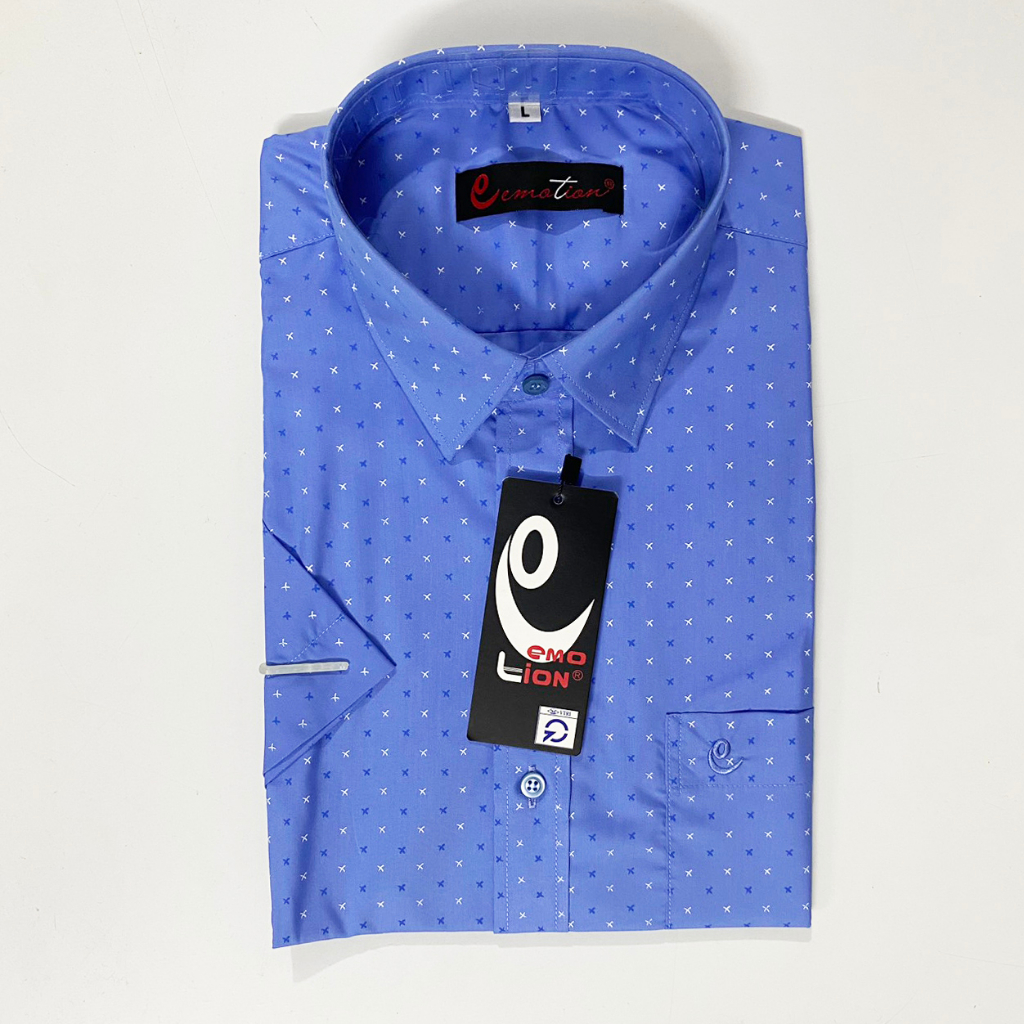 Áo Sơ Mi Nam Công Sở Cộc Tay Họa Tiết Trung Niên Emotion Form Slimfit phong cách Sartorial lịch lãm