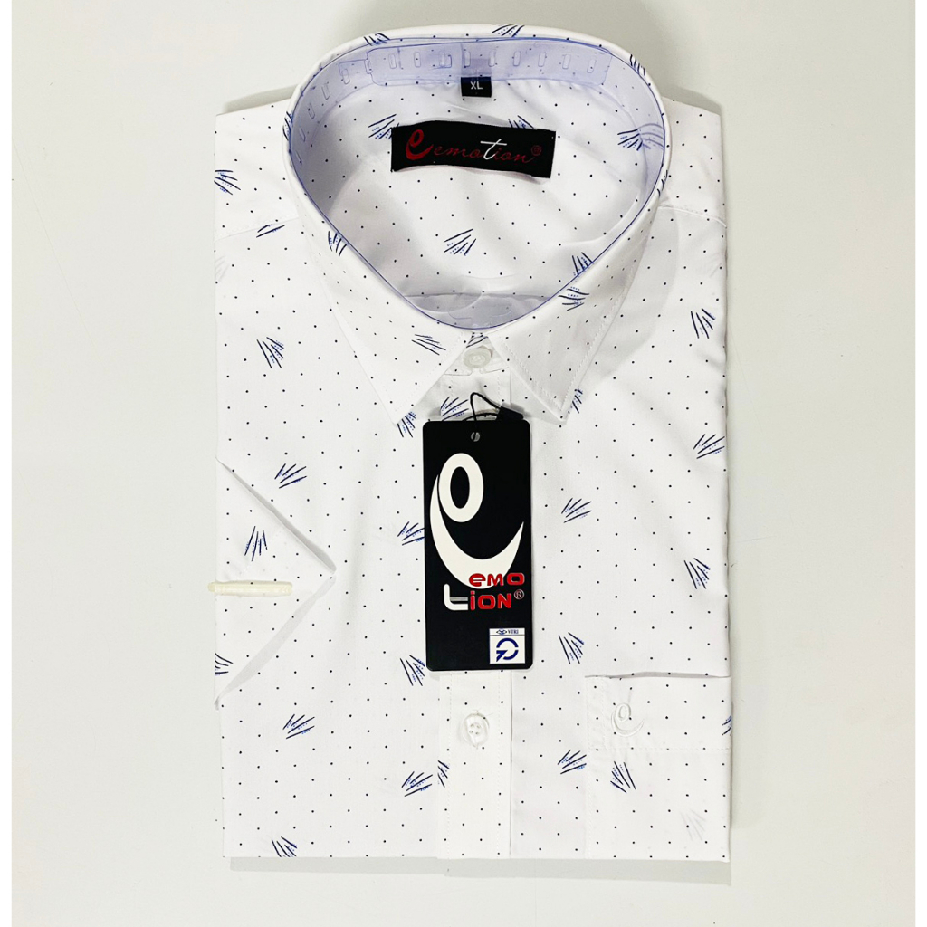 Áo Sơ Mi Nam Công Sở Cộc Tay Họa Tiết Trung Niên Emotion Form Slimfit