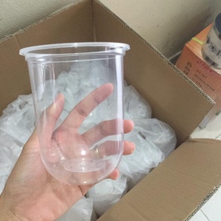 100 cốc nhựa dùng 1 lần đáy tròn chữ U 500ml không nắp
