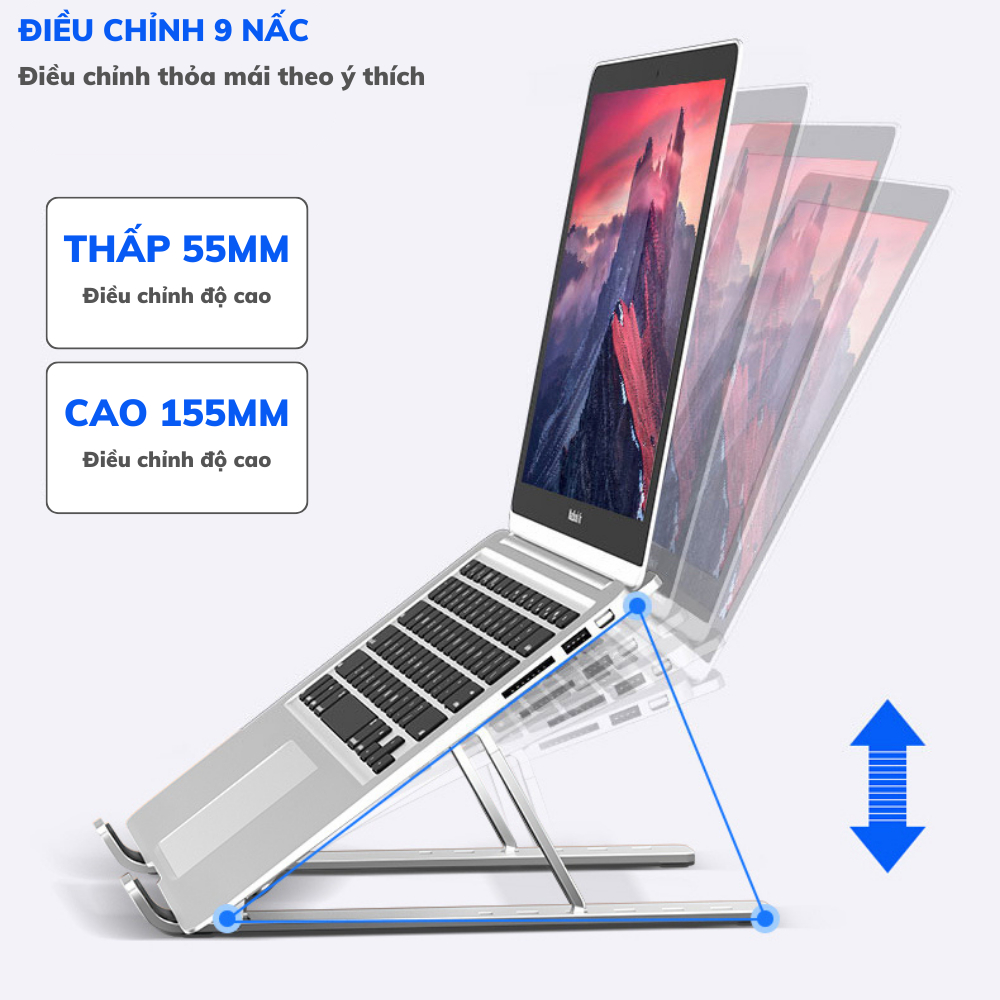 Giá đỡ tản nhiệt laptop kệ đỡ macbook, ipad, máy tính, ipad, có thể gấp gọn tiện dụng ICHECO N3