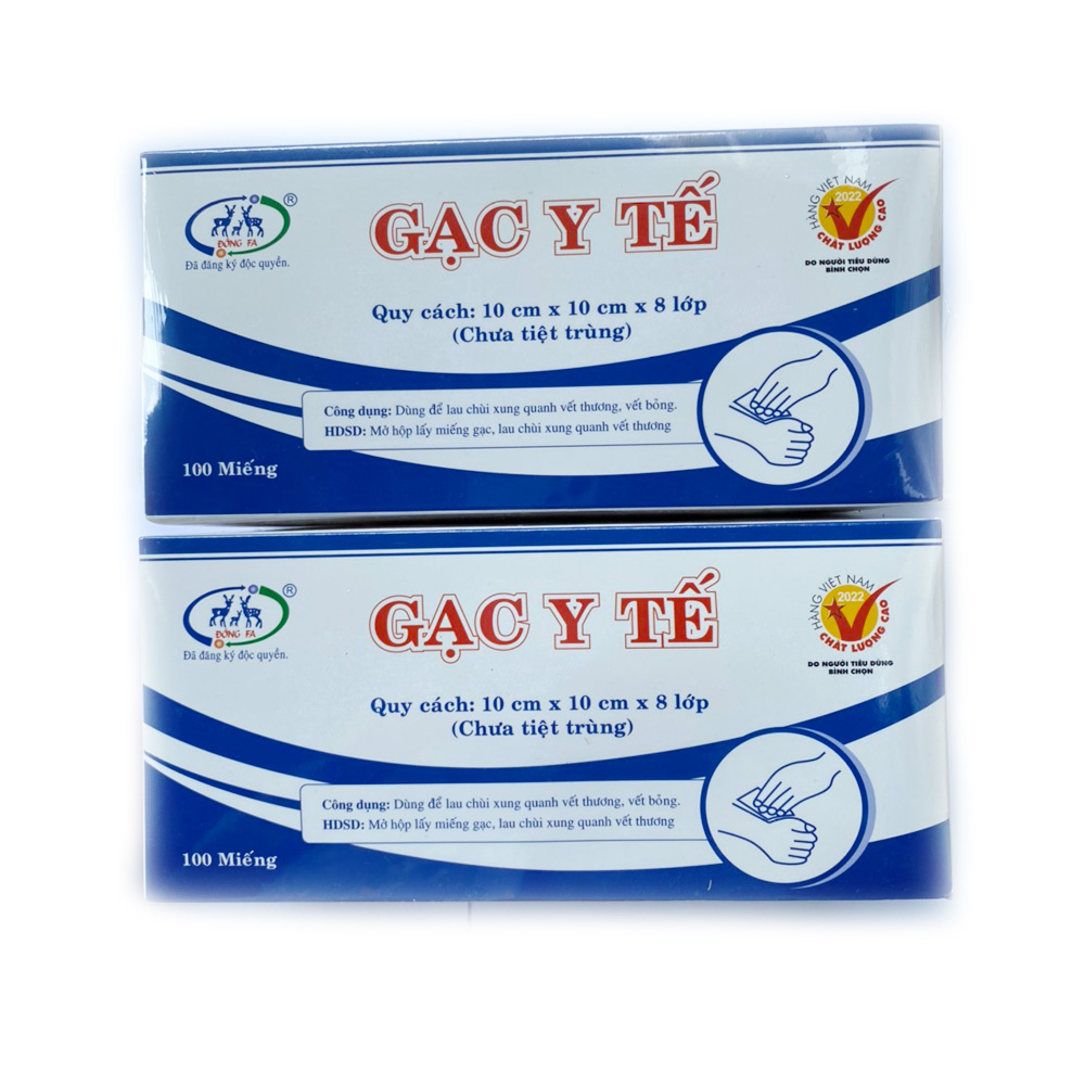 Gạc miếng y tế Đông Pha chưa tiệt trùng - 10cm x 10cm x 8 lớp