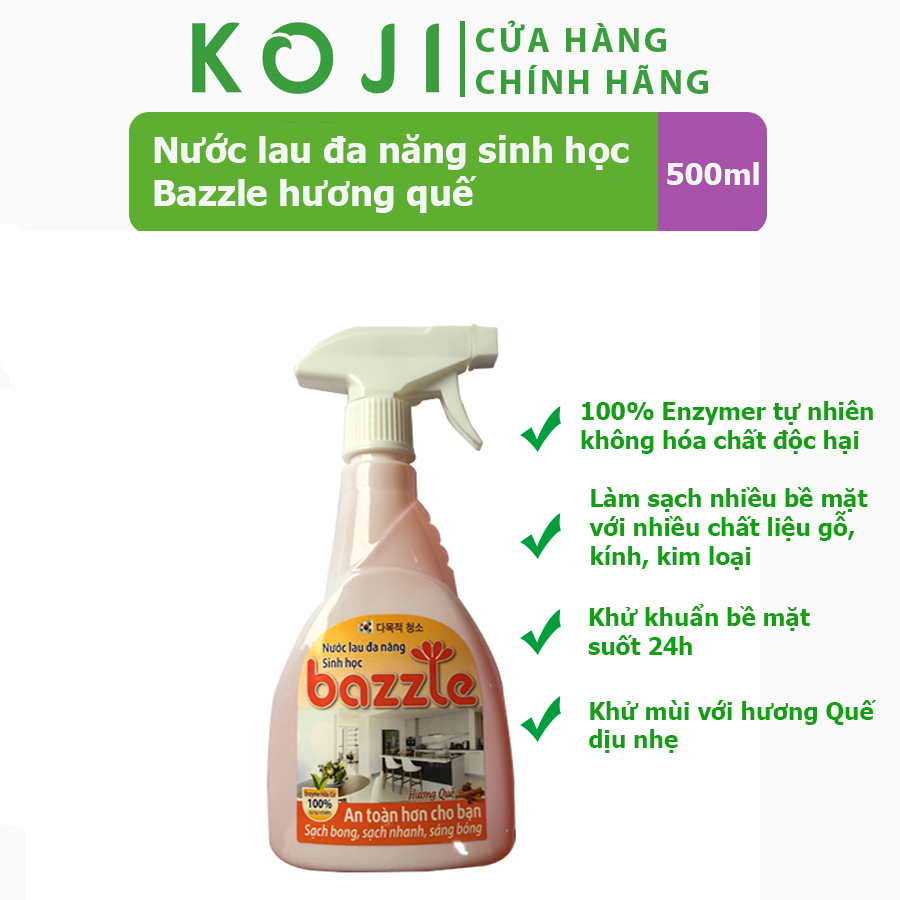 Nước lau đa năng sinh học 100% Enzym tự nhiên hương Quế Sạch bong mọi bề mặt 500ml