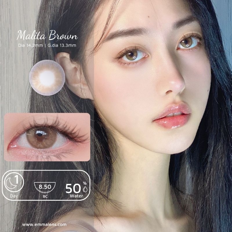 🌸 Kính áp tròng 1 ngày Malita Brown  - Lens 1 ngày nâu tây giãn nhẹ | Emma Lens 🌸