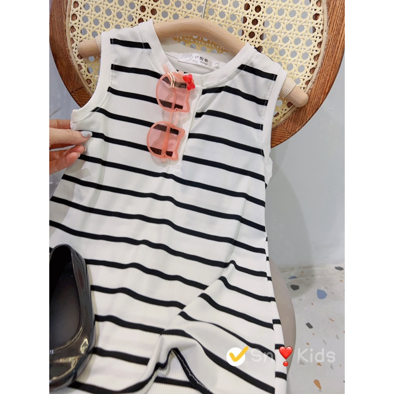 Sỉ váy cotton kẻ tăm mềm mát sát nách Jane snKids