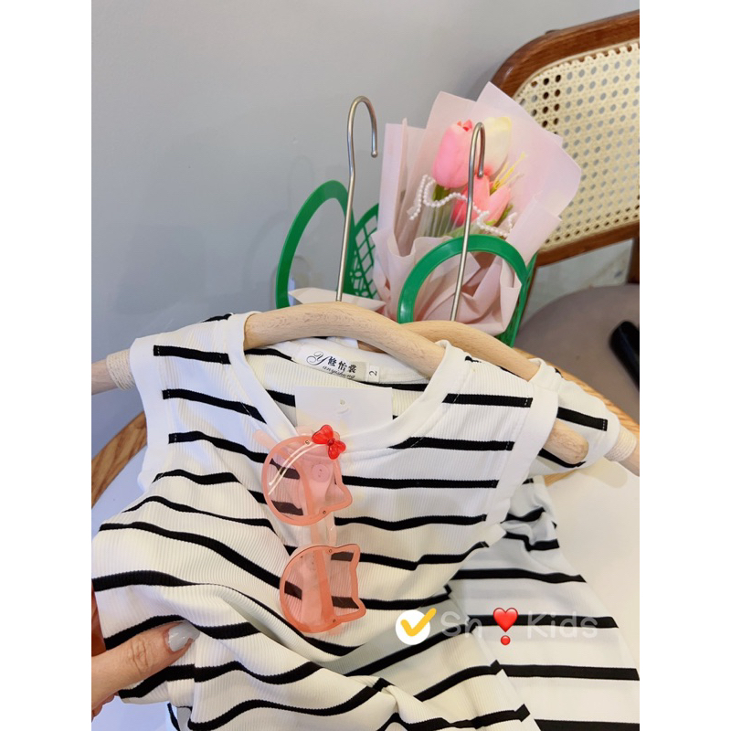Sỉ váy cotton kẻ tăm mềm mát sát nách Jane snKids