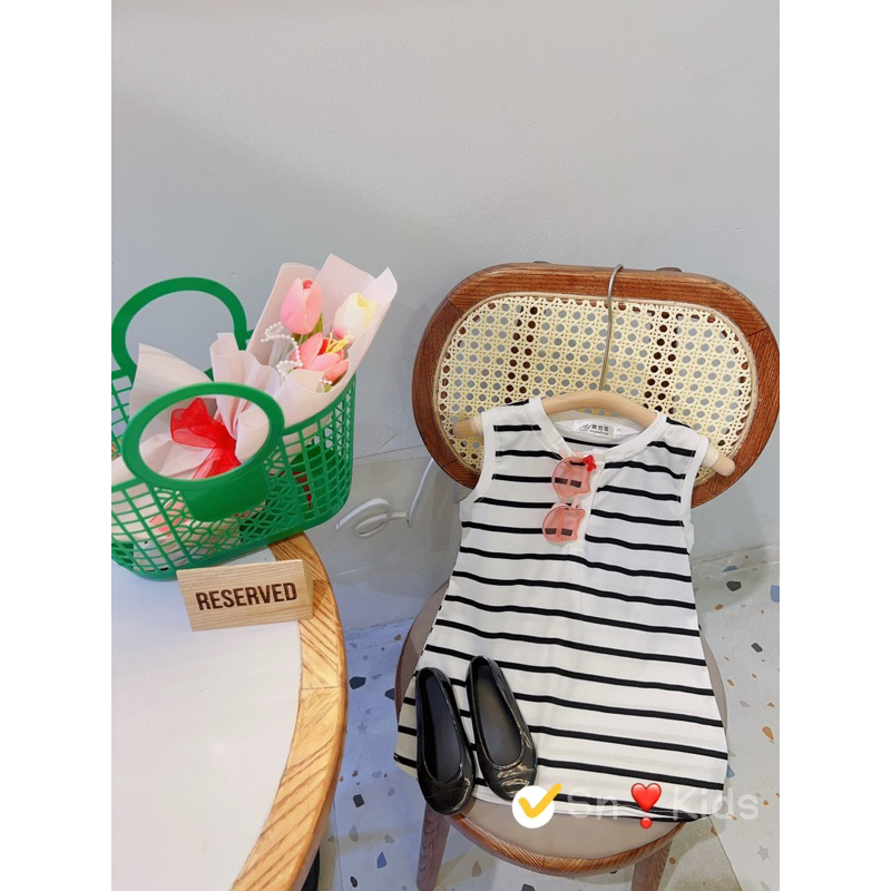 Sỉ váy cotton kẻ tăm mềm mát sát nách Jane snKids