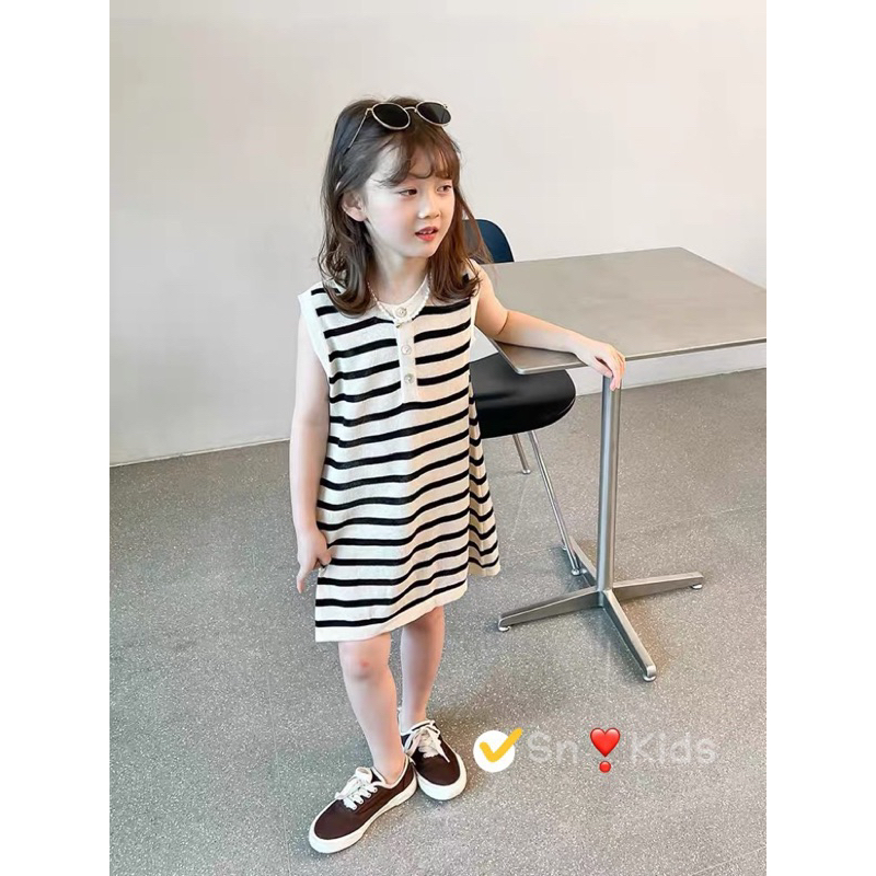 Sỉ váy cotton kẻ tăm mềm mát sát nách Jane snKids