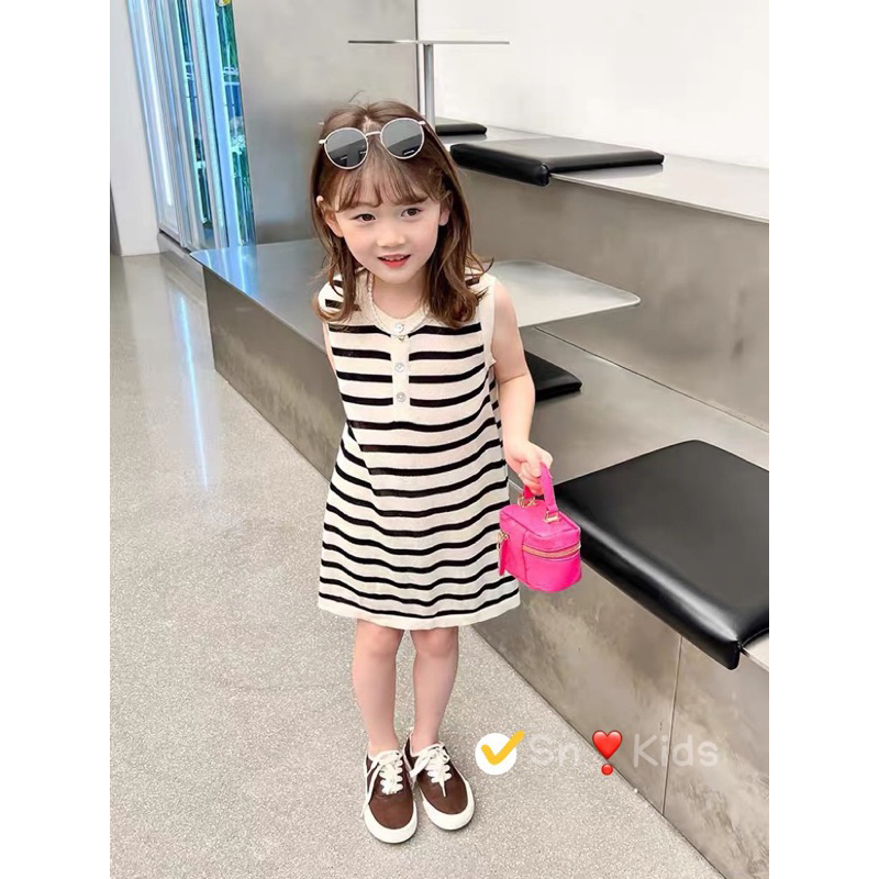 Sỉ váy cotton kẻ tăm mềm mát sát nách Jane snKids
