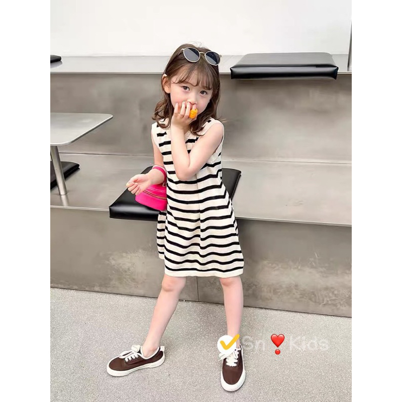 Sỉ váy cotton kẻ tăm mềm mát sát nách Jane snKids
