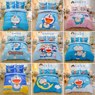 Bộ Vỏ Chăn Ga Gối Cotton TiNa Hình Đoremon Siêu Dễ Thương Hàng Nhập Khẩu Cao Cấp 4 Món