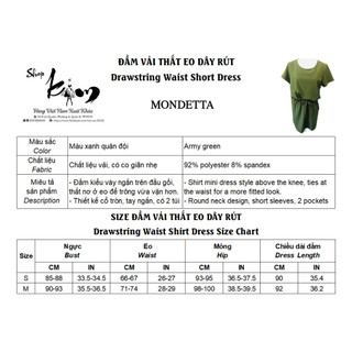 Đầm vải thắt eo dây rút MONDETTA