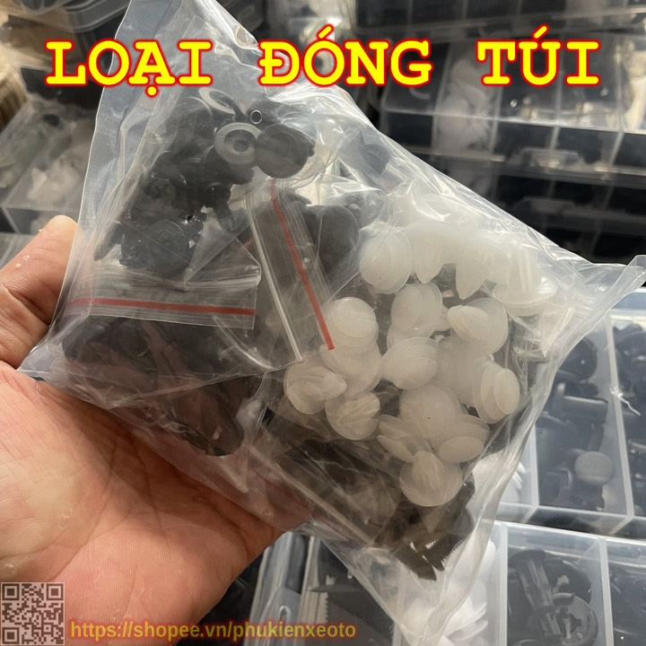 Set 100 đinh tán nhựa, ốc vít nhựa, chốt nở cho phụ tùng xe ô tô