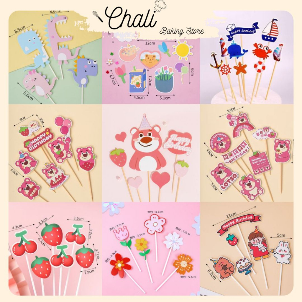 Phụ Kiện Trang Trí Bánh Kem ,Bánh sinh nhật - Set Que Cắm Bánh Mẫu Happy Birthday