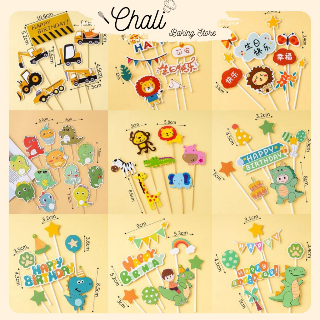 Set khủng long xanh dương cắm bánh, trang trí bánh kem - Phụ Kiện Trang Trí Bánh Kem ,Bánh Sinh Nhật