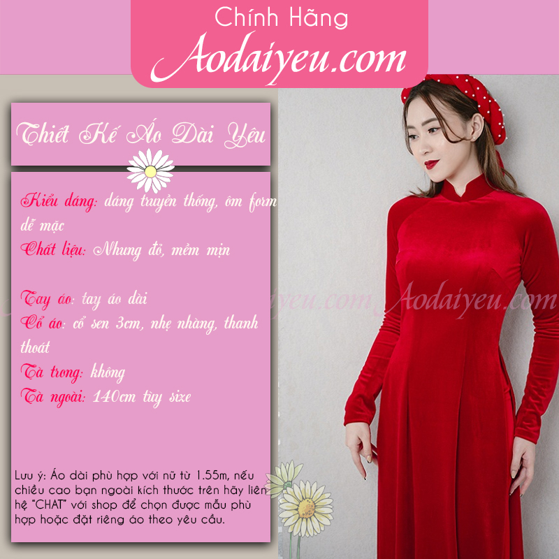 Áo dài nhung đỏ cô dâu cao cấp đẹp trẻ trung, áo dài nhung cách tân áo dài cưới cho cô dâu - AODAIYEU | BigBuy360 - bigbuy360.vn