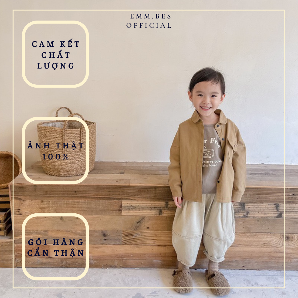 Áo sơ mi trẻ em chất liệu kaki cho bé đi học đi chơi thời trang mùa hè phong cách Hàn Quốc dành cho bé trai và bé gái