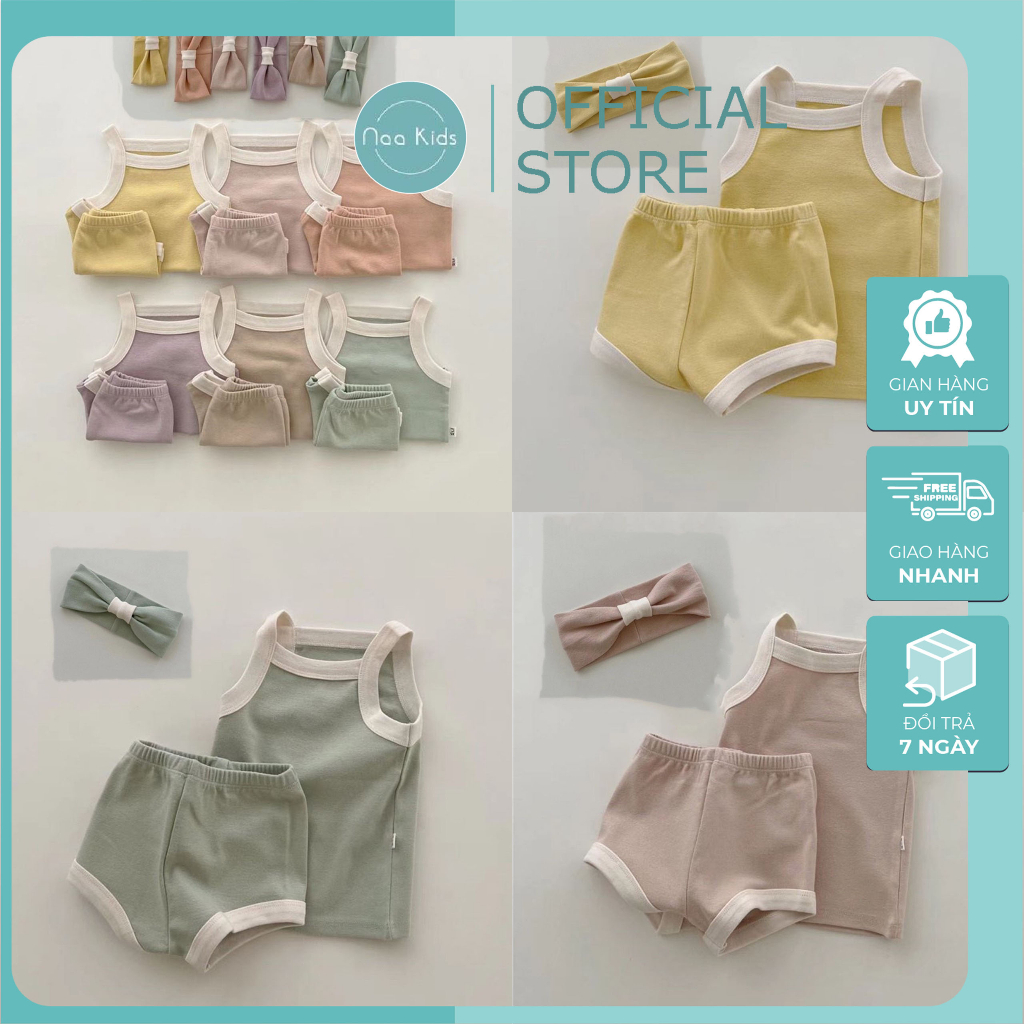 Set quần áo 2 dây mùa hè cho bé gái tặng kèm turban , set quần áo 3 món cho bé phong cách hàn quốc