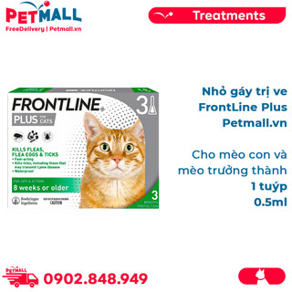 Nhỏ gáy trị ve FrontLine Plus 0.5ml - 1 tuýp - Cho mèo con và mèo trưởng thành Petmall