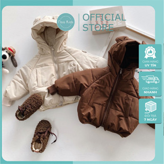 Áo khoác trẻ em, áo phao cho bé lót lông dày dặn có kèm mũ tai gấu phong cách hàn , áo ấm cho bé 0-3 tuổi