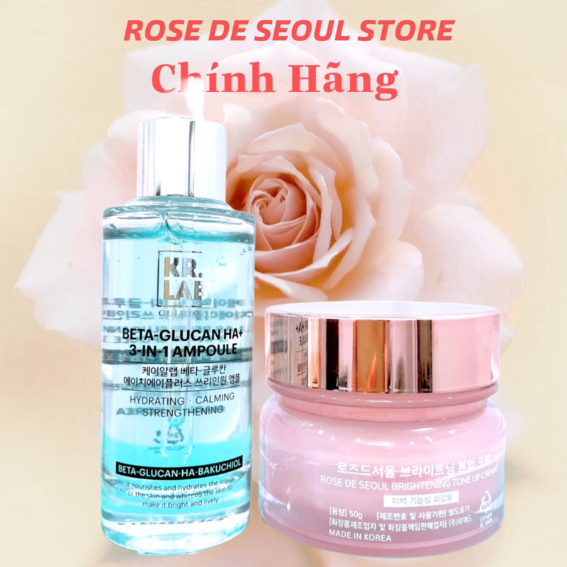 Combo kem ngày dưỡng trắng rose de seoul và serum BeTa glucan cấp ẩm làm mờ nếp nhăn