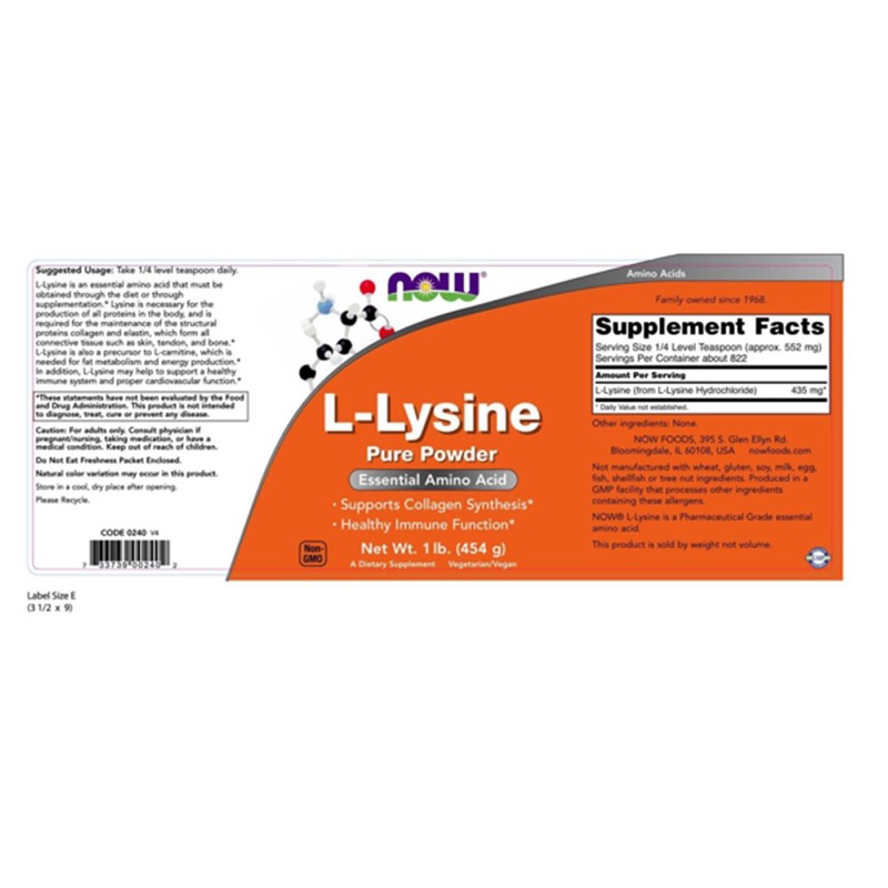 Viên / Bột Uống Tăng Sản Sinh Collagen, Ngừa Mụn Rộp L- Lysine 500mg -1000mg Now