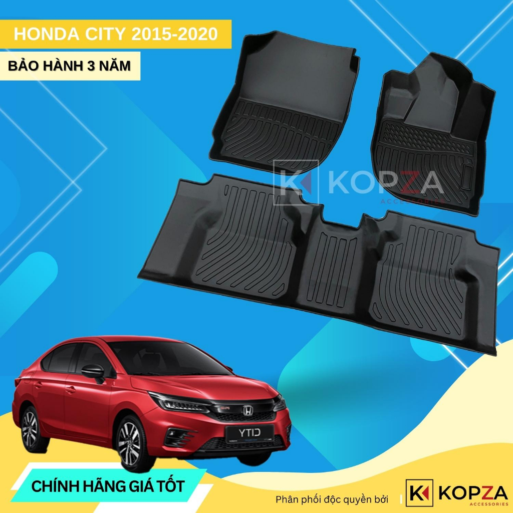 Thảm Lót Sàn Xe Ô Tô Honda City 2015-2020 Chất Liệu TPE Cao Cấp - Nhãn Hiệu ALANO.Dễ vệ sinh chống trầy xước