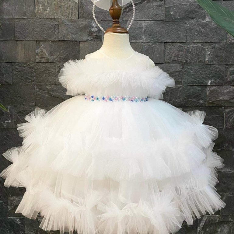 Váy 2 Dây Trễ Vai Đám Mây Ren Xoè, Size 7-25Kg Siêu Xinh Cho Bé Đi Tiệc, Chụp Ảnh