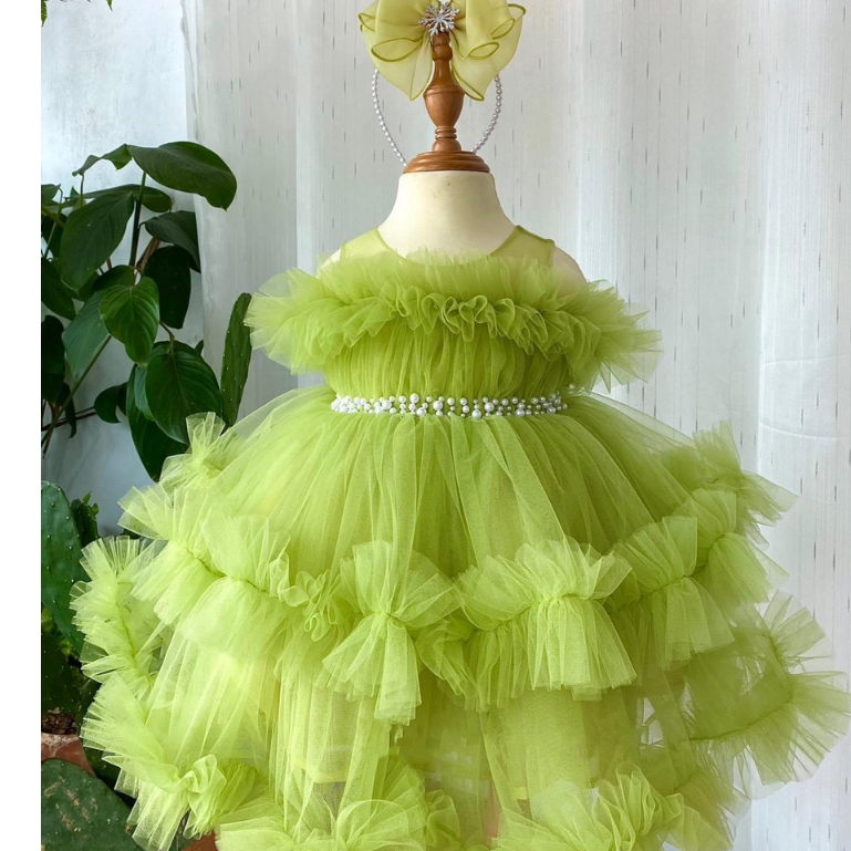 Váy 2 Dây Trễ Vai Đám Mây Ren Xoè, Size 7-25Kg Siêu Xinh Cho Bé Đi Tiệc, Chụp Ảnh