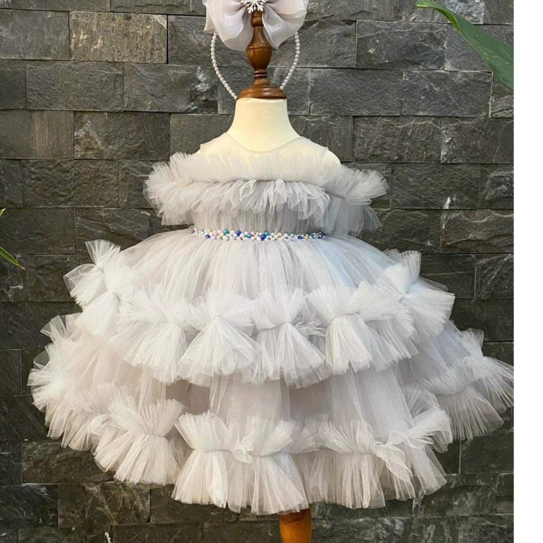 Váy 2 Dây Trễ Vai Đám Mây Ren Xoè, Size 7-25Kg Siêu Xinh Cho Bé Đi Tiệc, Chụp Ảnh