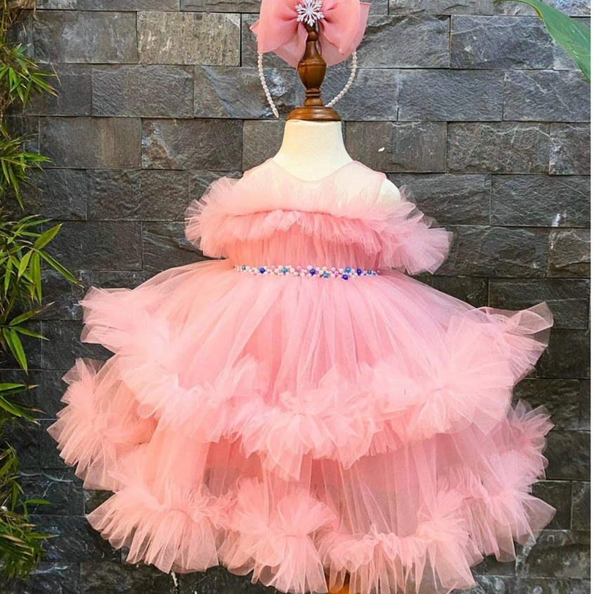 Váy 2 Dây Trễ Vai Đám Mây Ren Xoè, Size 7-25Kg Siêu Xinh Cho Bé Đi Tiệc, Chụp Ảnh