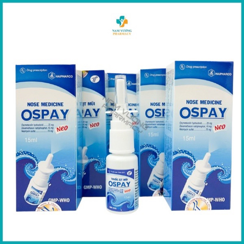 Ospay Neo - Nước xịt chống ngạt mũi, sổ mũi ngăn ngừa nước mũi, kháng khuẩn, vệ sinh mũi - Hộp 15ml