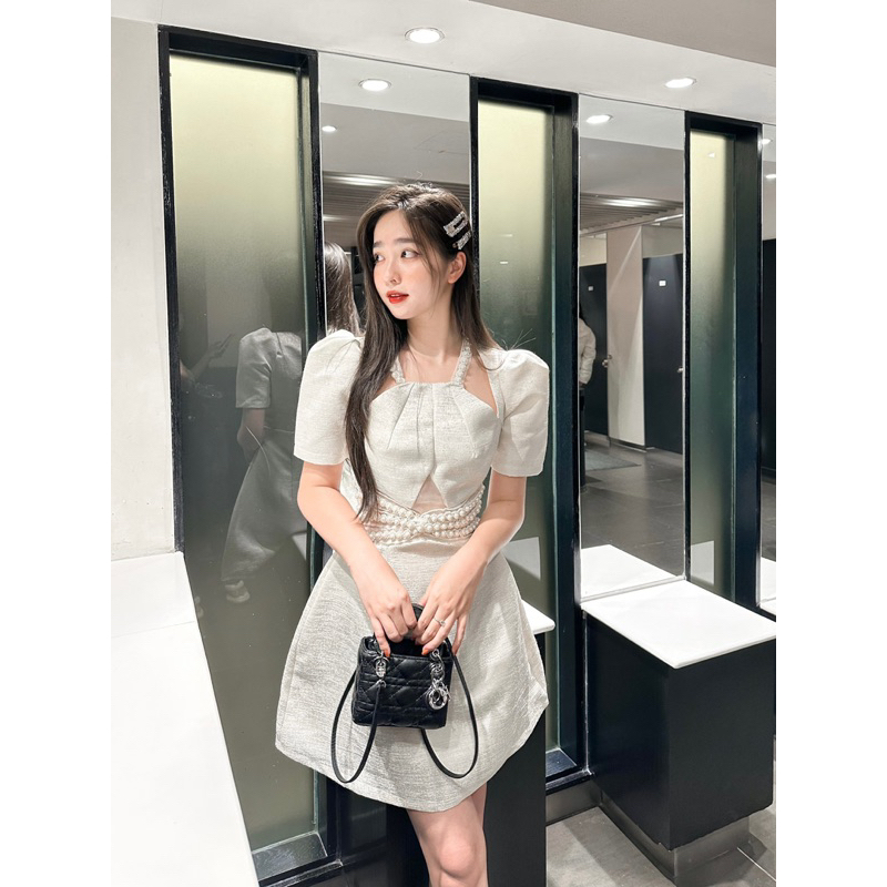 đầm dự tiệc gấm đính ngọc