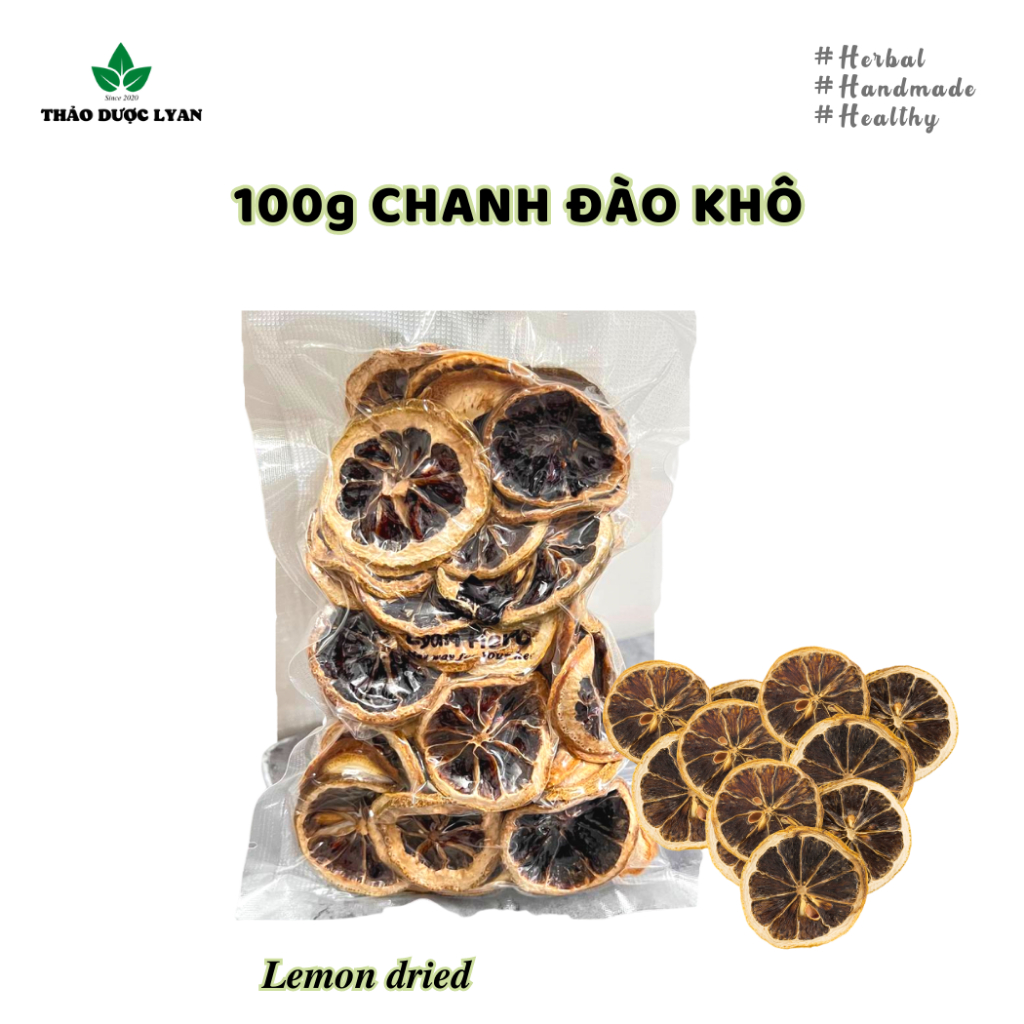 100g Chanh Đào sấy khô thái lát nguyên liệu làm trà thảo mộc, chanh khô trang trí decor
