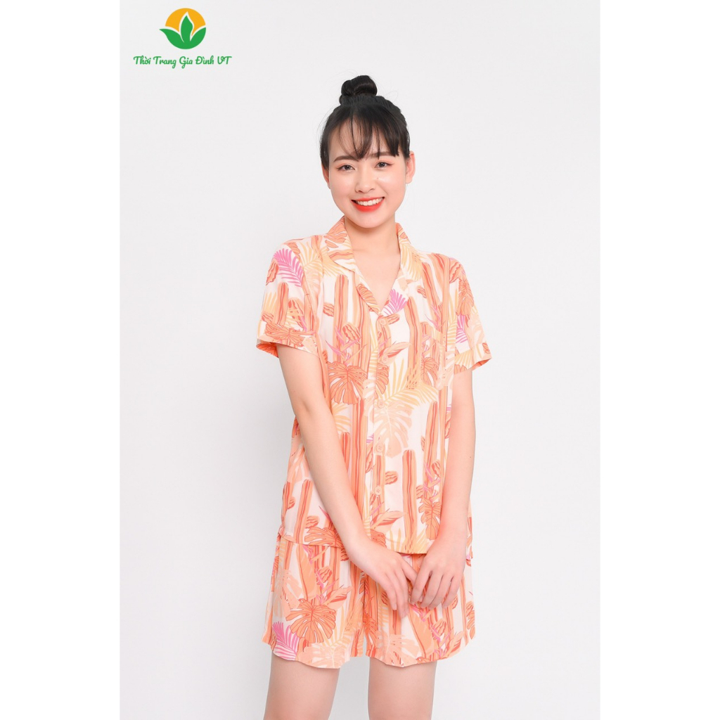 Đồ bộ mặc nhà nữ mùa hè Việt Thắng, quần đùi , áo cộc tay , chất Lanh - B03.2311