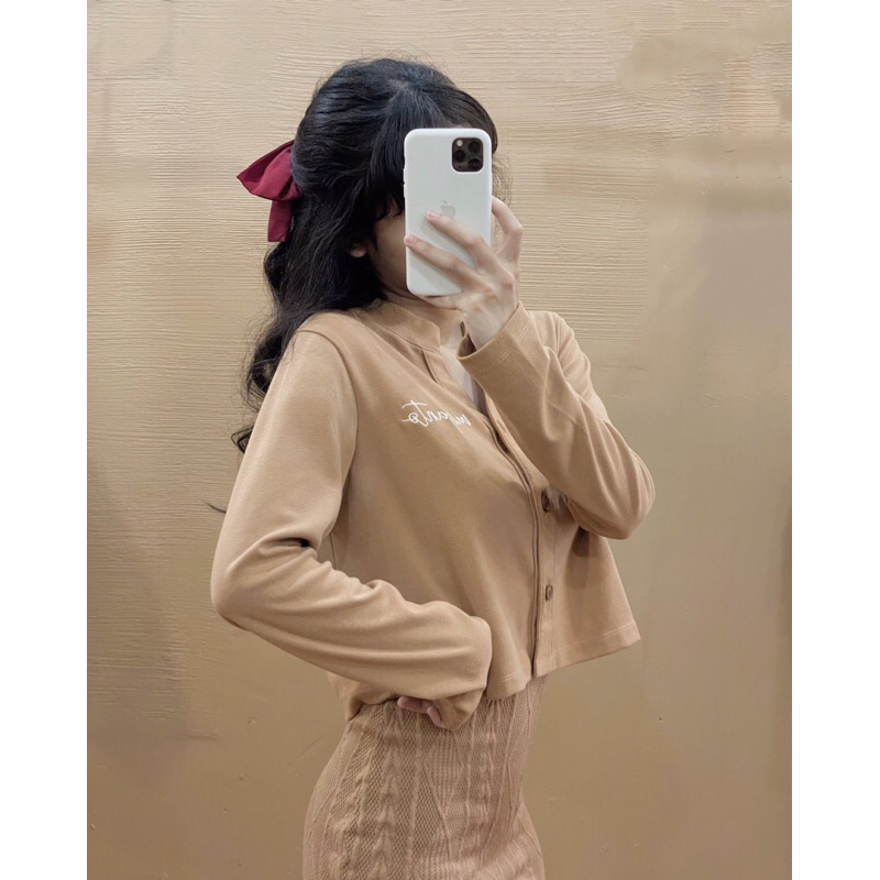 Áo cardigan croptop nữ lửng dài tay ulzzang - C075