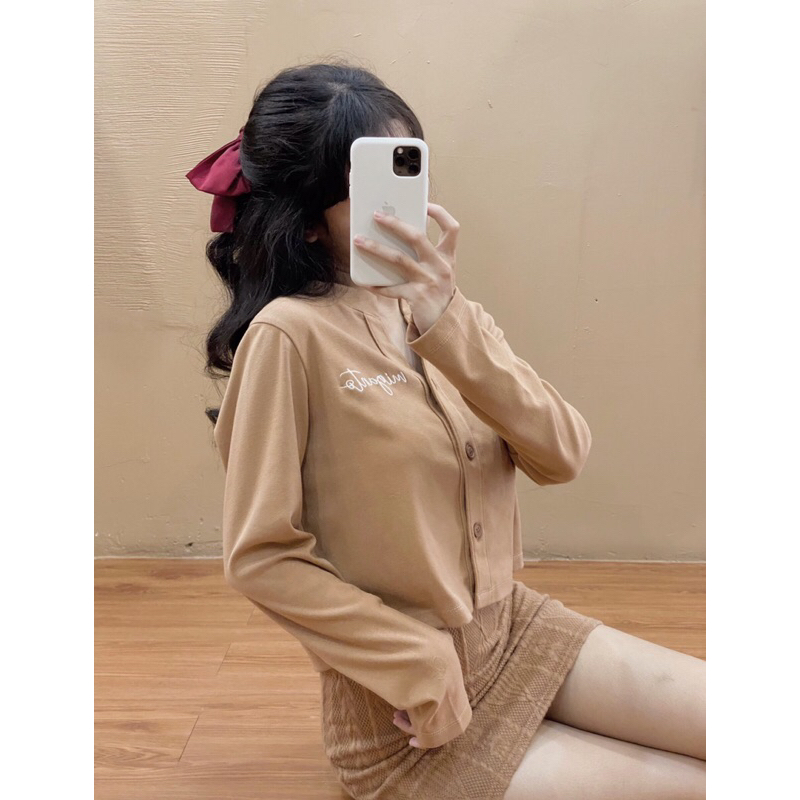 Áo cardigan croptop nữ lửng dài tay ulzzang - C075