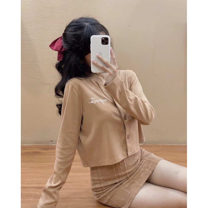 Áo cardigan croptop nữ lửng dài tay ulzzang - C075