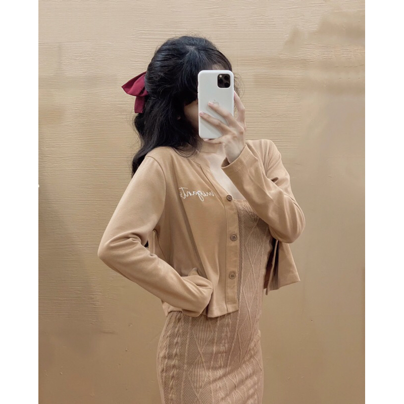 Áo cardigan croptop nữ lửng dài tay ulzzang - C075