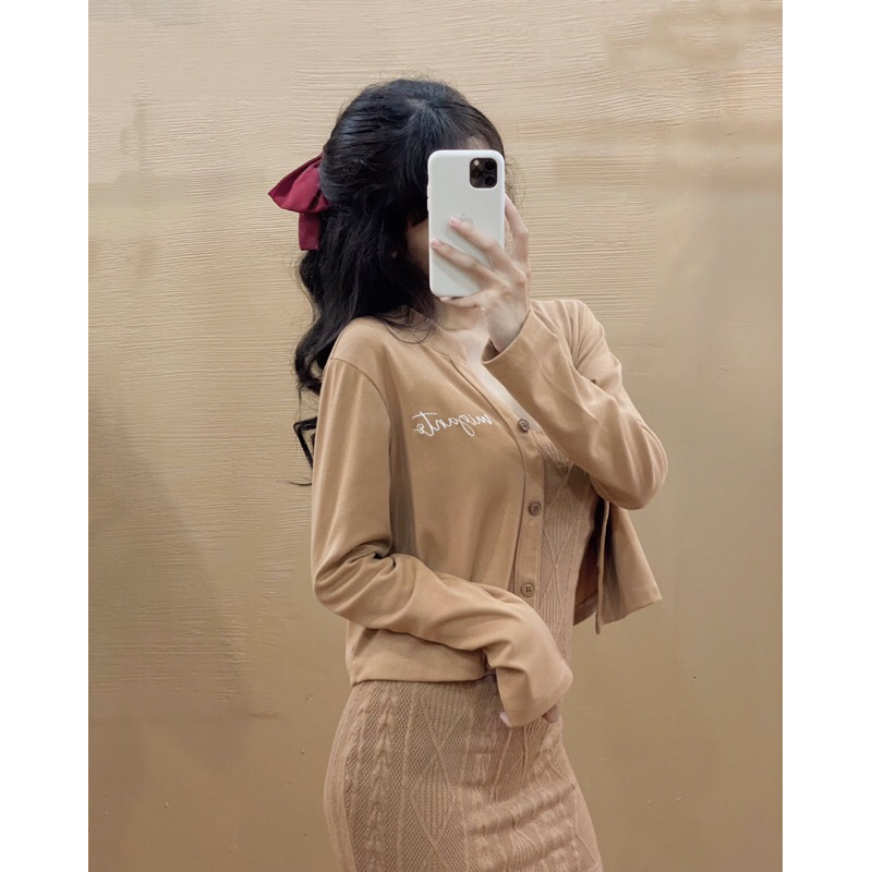 Áo cardigan croptop nữ lửng dài tay ulzzang - C075