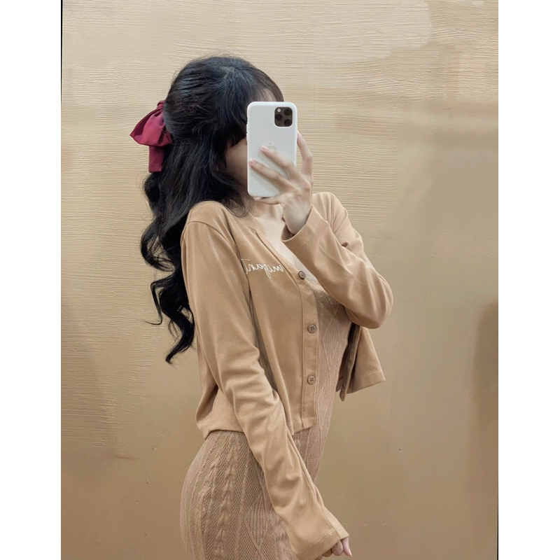 Áo cardigan croptop nữ lửng dài tay ulzzang - C075