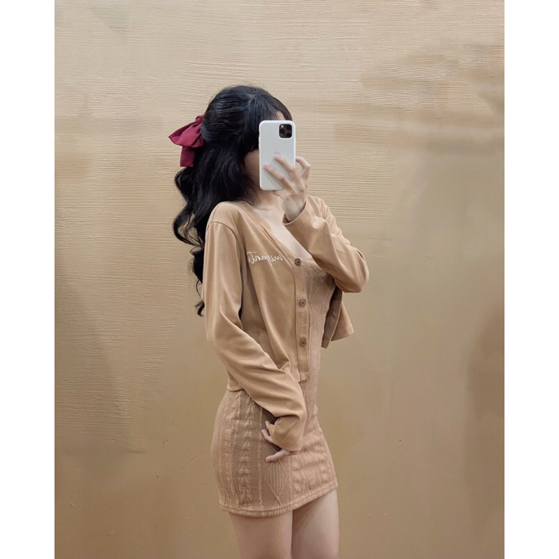 Áo cardigan croptop nữ lửng dài tay ulzzang - C075