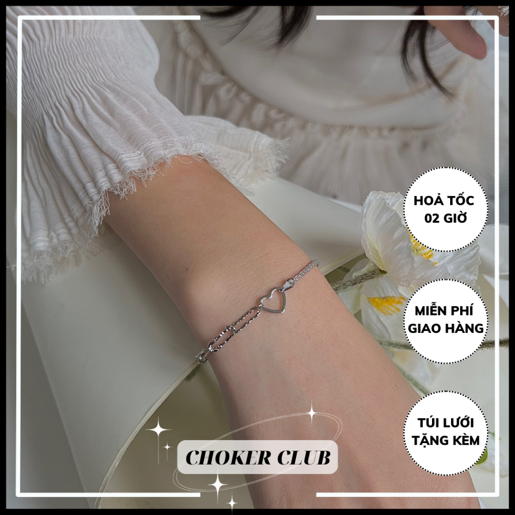 Vòng tay dây mảnh mặt trái tim B09 Choker Club