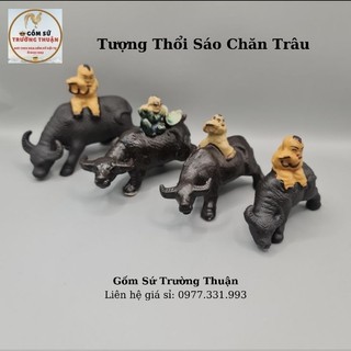 Tượng Mục Đồng Chăn Trâu - Phụ kiện trang trí tiểu cảnh hồ cá, bể cá, hòn non bộ, sân vườn