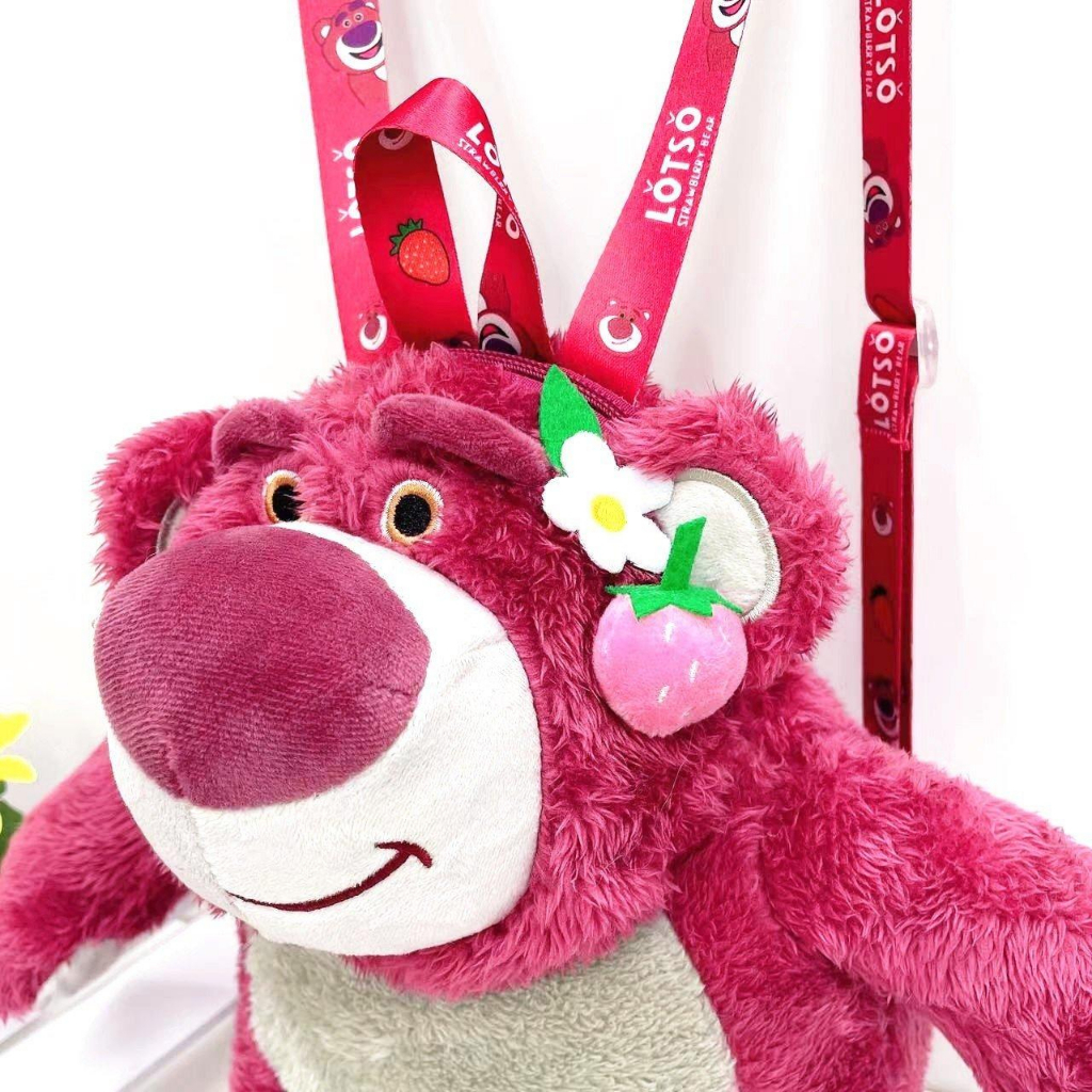 Balo Gấu Dâu Màu Hồng Mặt Thái Độ