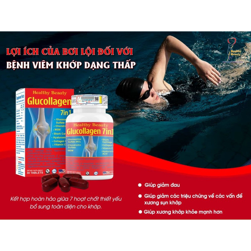 Viên Uống Bổ Xương Khớp Glucollagen 7 in 1 Giúp Bổ Sung Canxi, Tái Tạo Và Nuôi Dưỡng Mô Sụn Hộp 30 Viên