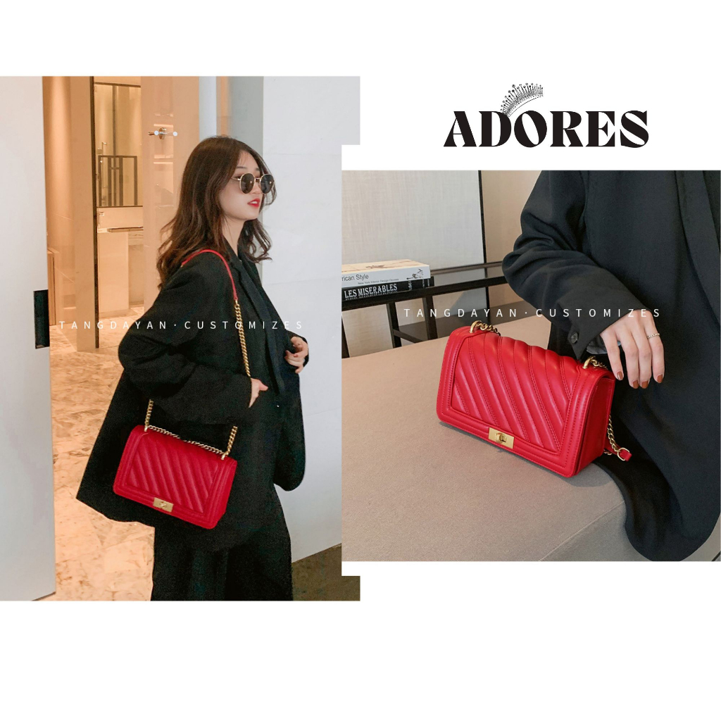 Túi xách nữ da trơn dây xích đeo vai đeo chéo Hàn Quốc B33