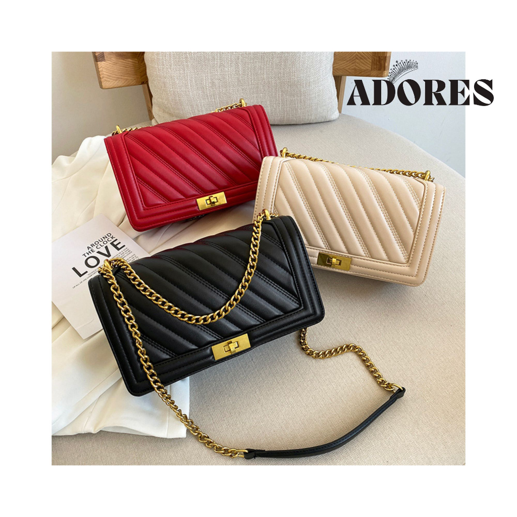 Túi xách nữ da trơn dây xích đeo vai đeo chéo Hàn Quốc B33