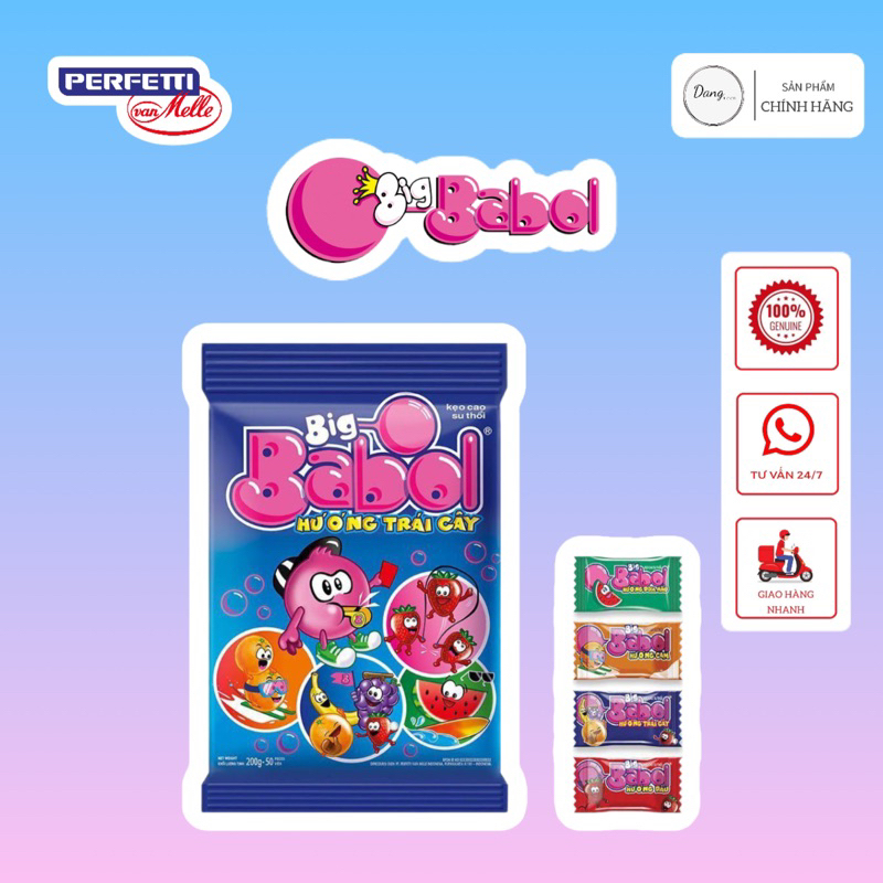 Kẹo Cao Su Big Babol Hương Trái Cây Hỗn Hợp ( Gói 40 Viên )