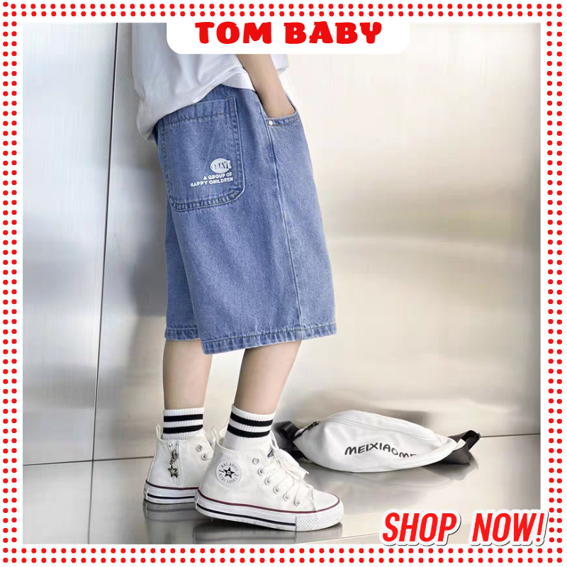 QUẦN JEAN NGỐ CHỮ DÁNG THỂ THAO NĂNG ĐỘNG MÙA HÈ CHO BÉ TRAI